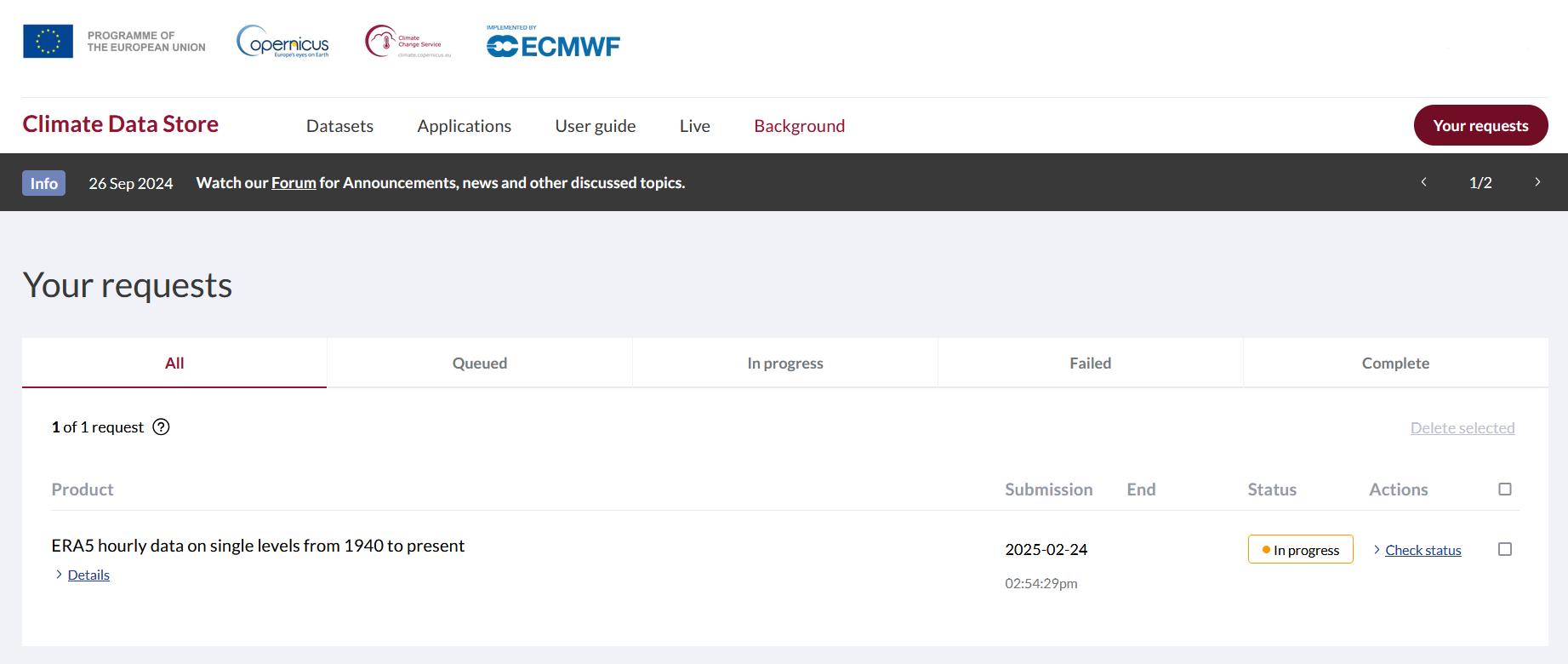 Page des requêtes 1